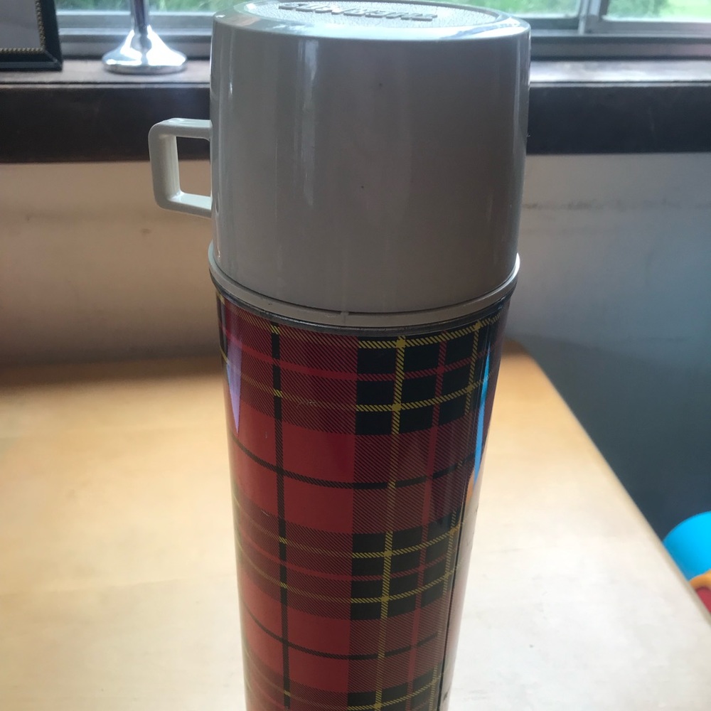 1970s Vintage plaid thermos